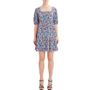 BCBG Paris Women's Puff Sleeve Ditsy Floral Print Mini Dress Size Small